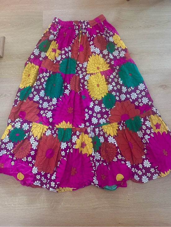 Dodo Bar Or Dresses & Skirts - Dodo Bar Or Magenta Floral Tiered Maxi Skirt with Yellow & Green Accents